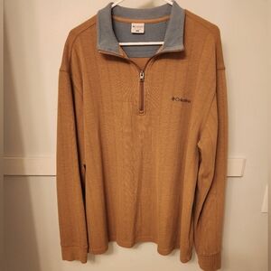 Columbia Men's two-tone, quarter-zip ribbed pullover sweater - size XL